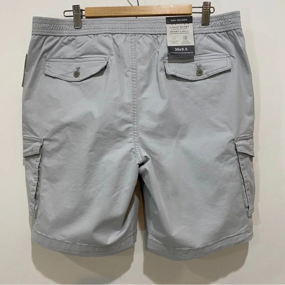 NWT Van Heusen Cargo Shorts 36 Stretch Cotton 8in Inseam- Stone Grey - Picture 16 of 16
